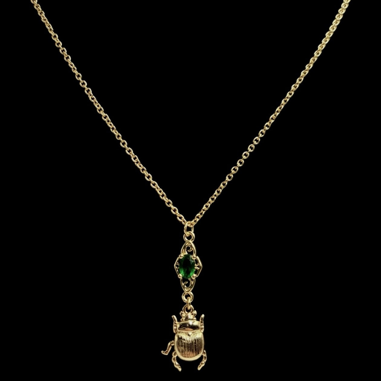 Elizabeth’s Green Stone Scarab Necklace