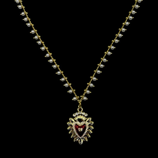 Royal Sacred Heart Pearl Choker