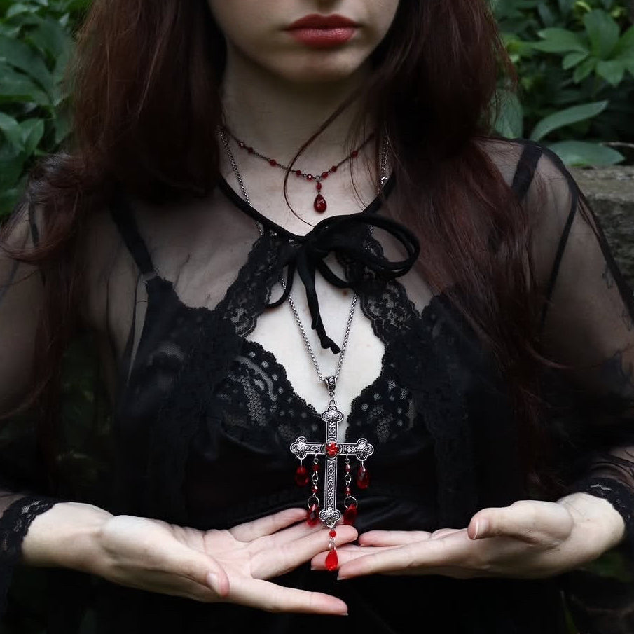 Dripping Blood Cross Necklace