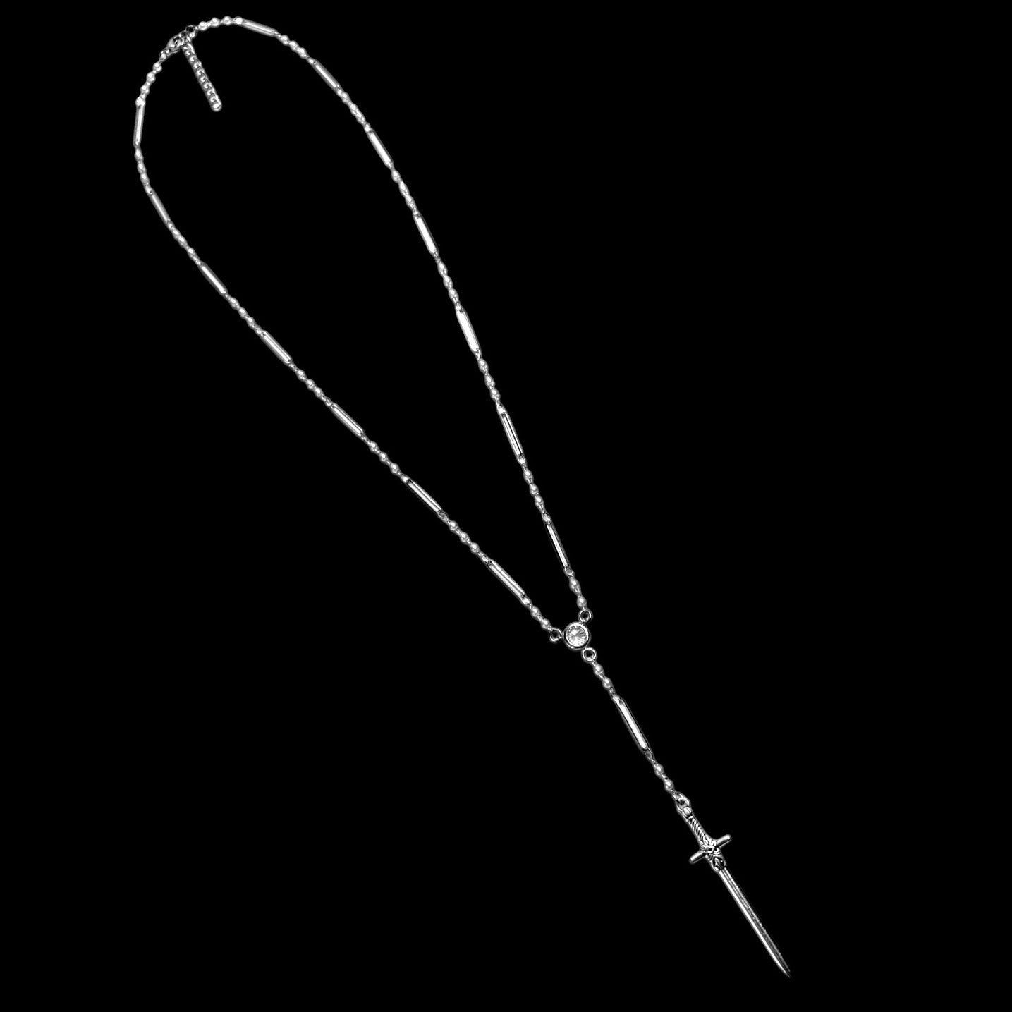 Silver Sword Pearl Link Rosary