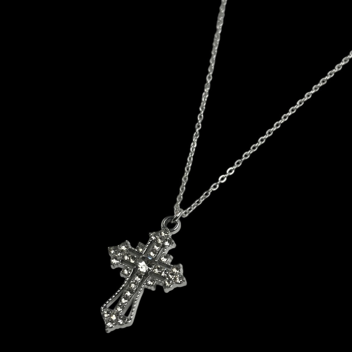 Silver Diamond Cross Necklace