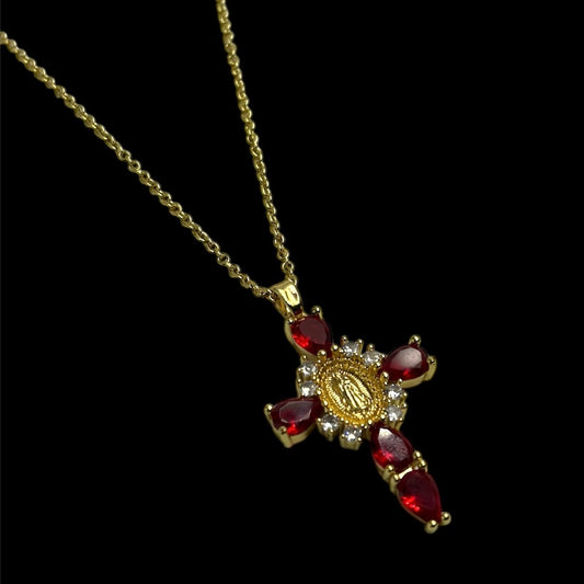 Lady Guadalupe Red Cross Necklace