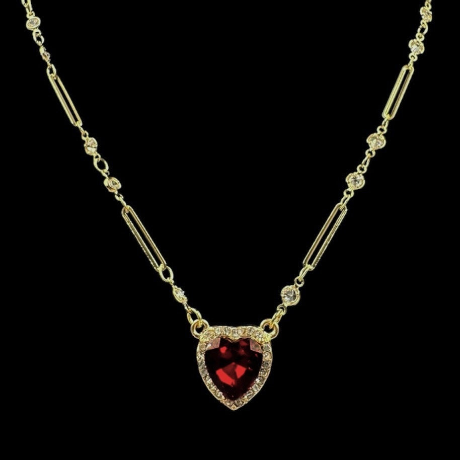 Gold Pierced Red Heart Stack