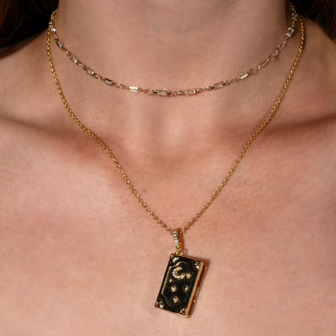Gold Crystal Rectangular Choker