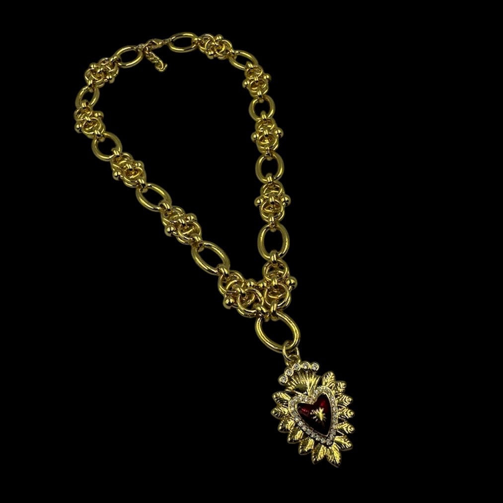Royal Sacred Heart Chunky Chainmail Choker