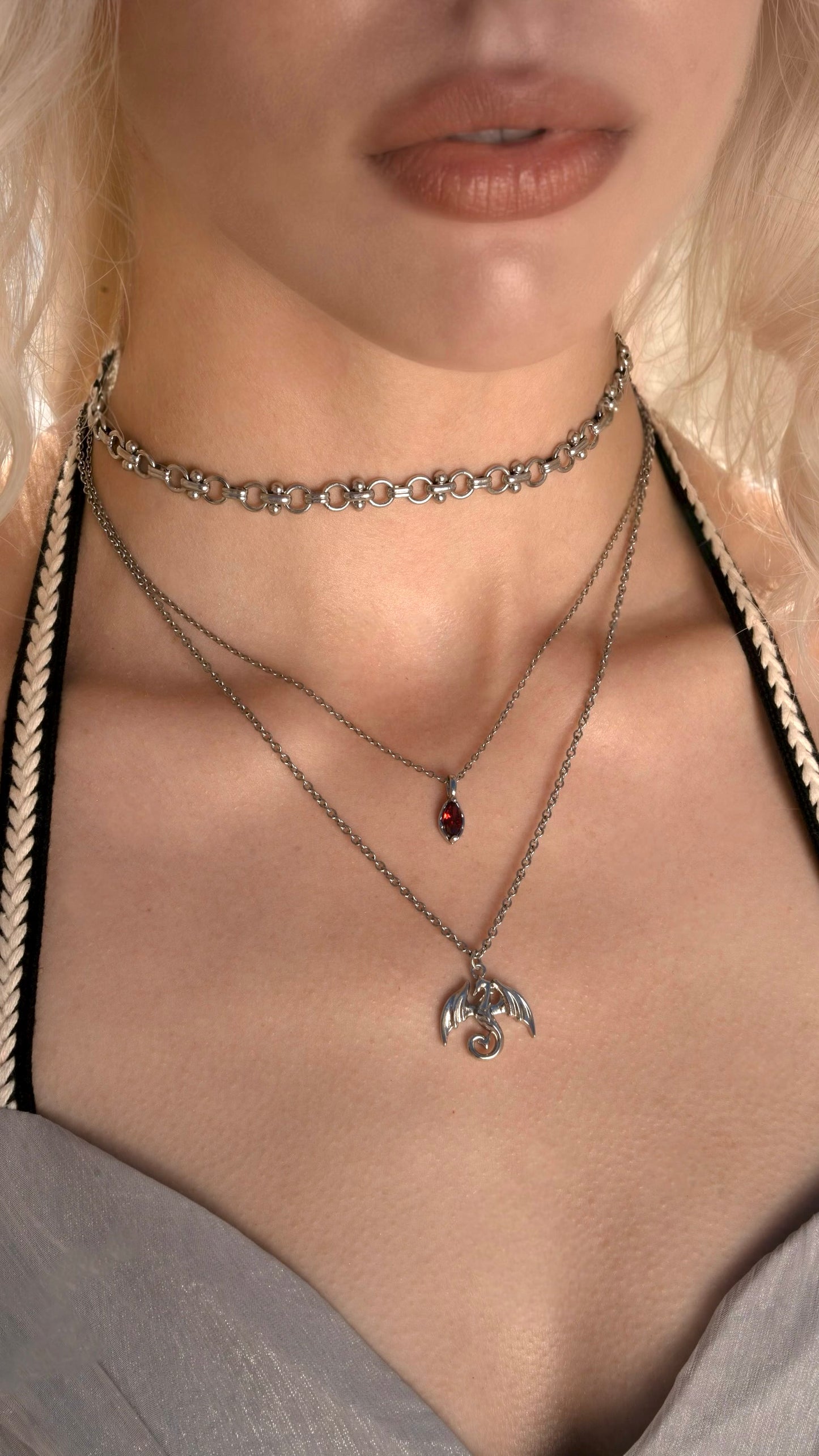 Silver Dragon Chainmail Choker