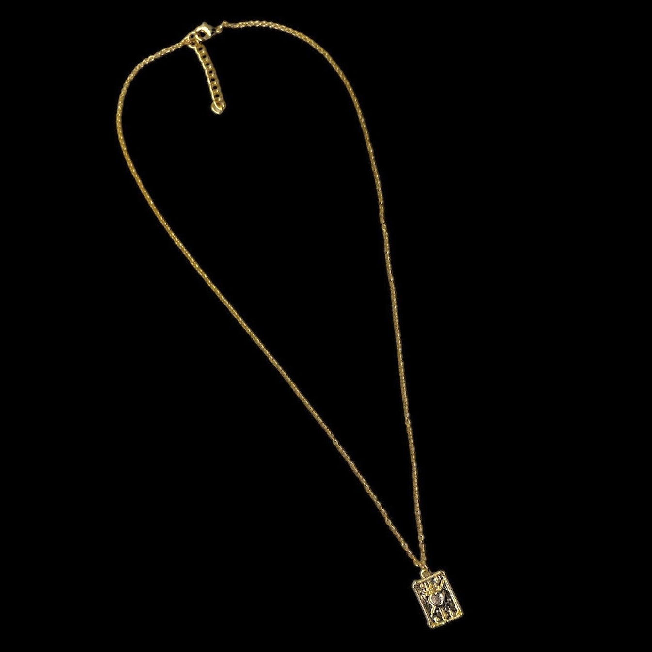 Mini Gold Three Swords Tarot Necklace