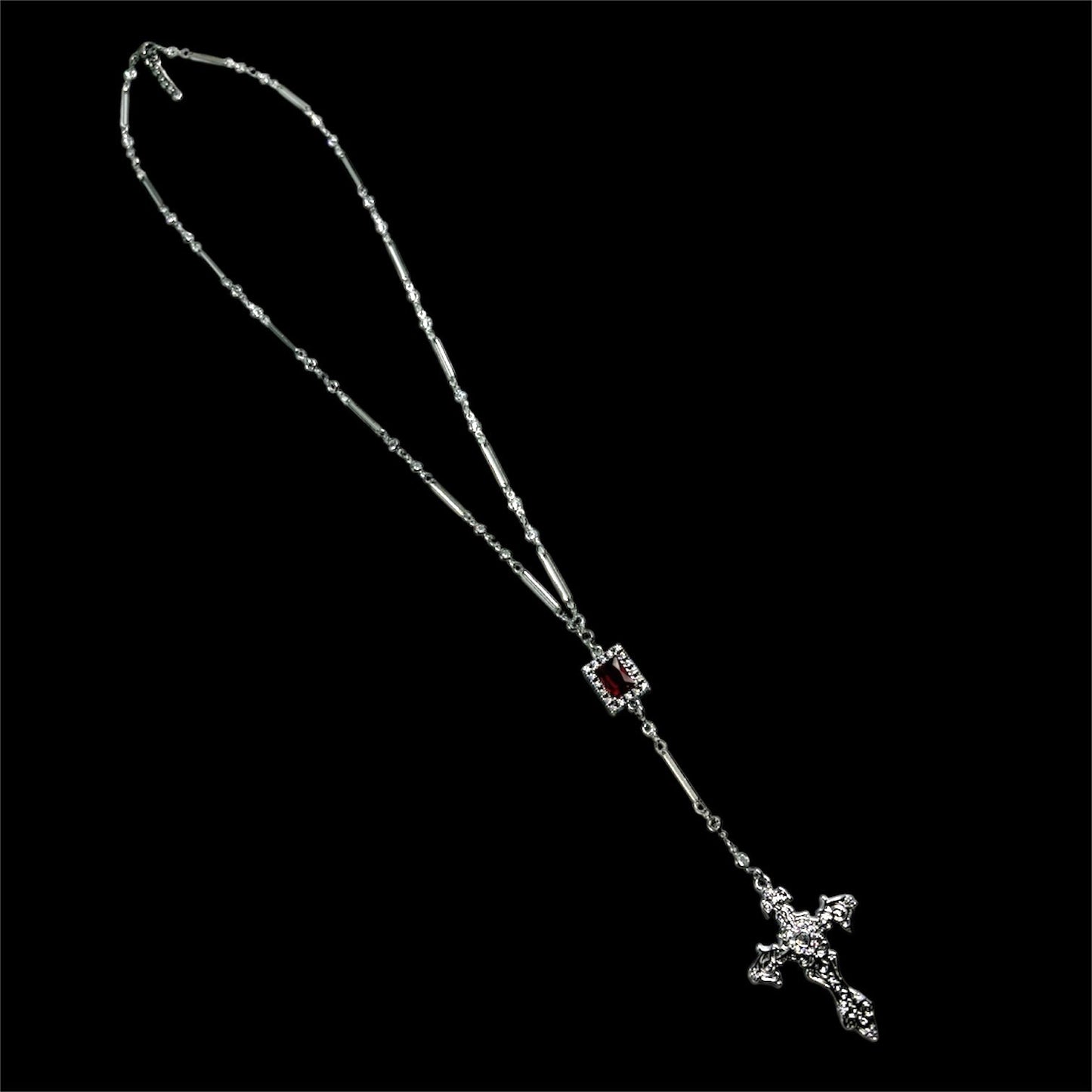 Silver Fleur De Lis Cross Rosary