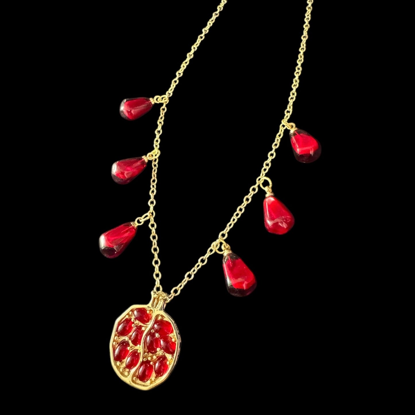 Persephone's Pomegranate & Seeds Charm Necklace