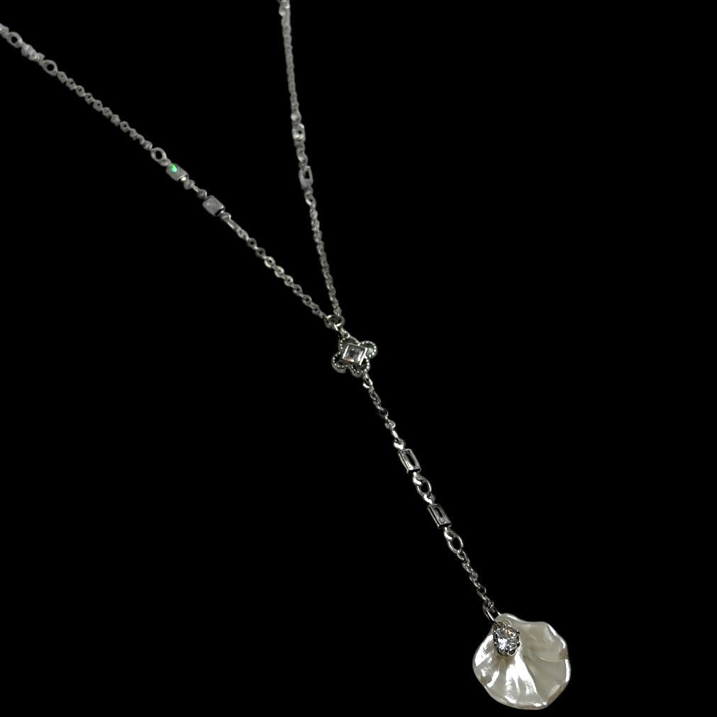 Silver Pearly Petal Lariat