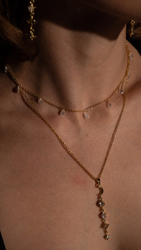 Gold Crystal Drops Choker