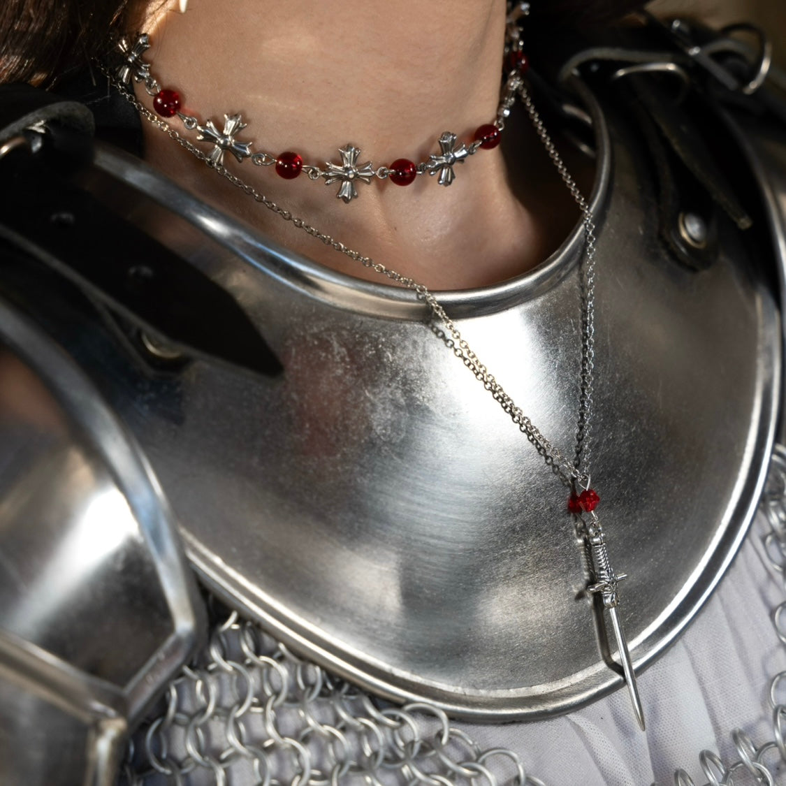 Blood Red Jewel Sword Necklace