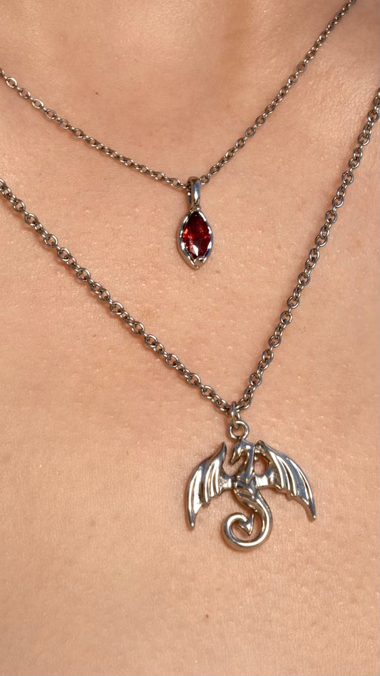 Mini Fire Red Amulet Necklace