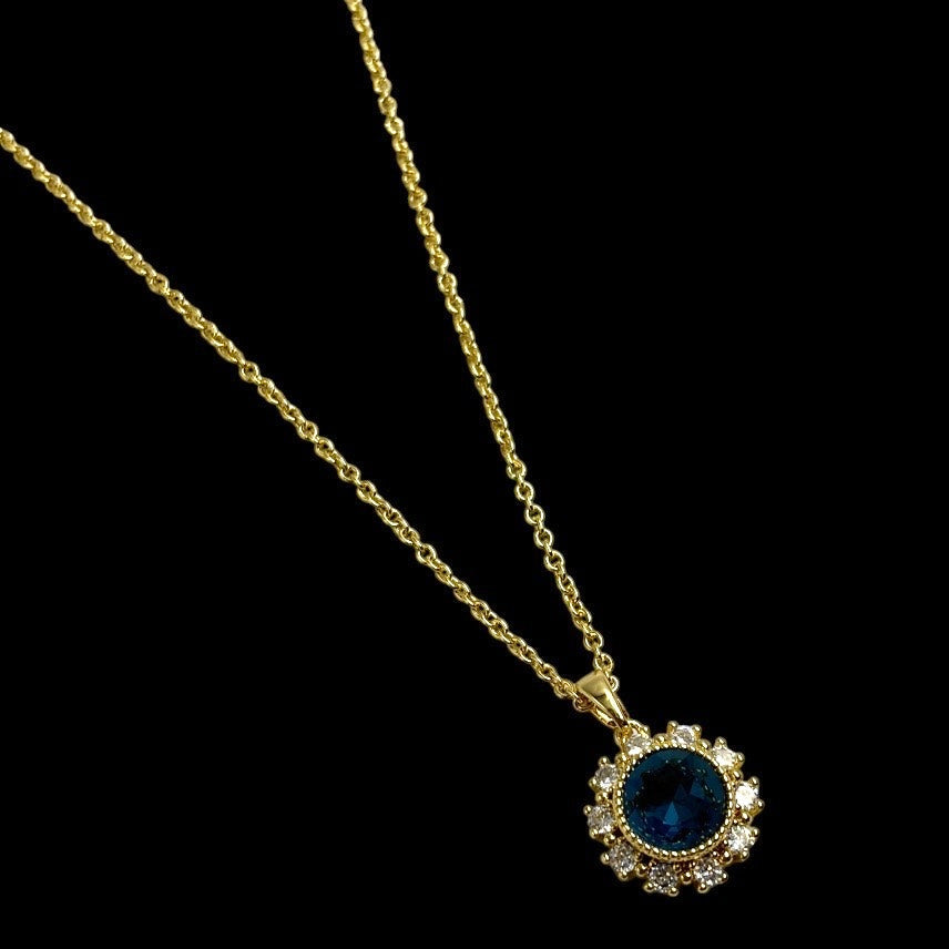Gold Siren Sapphire Blue Necklace