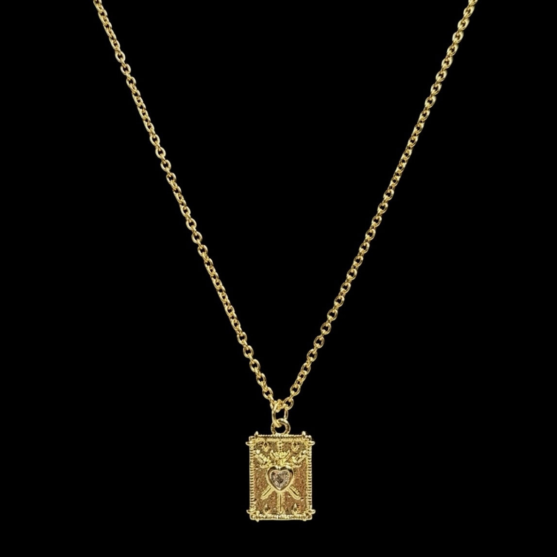 Mini Gold Three Swords Tarot Necklace