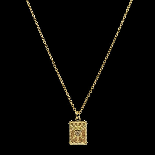 Mini Gold Three Swords Tarot Necklace