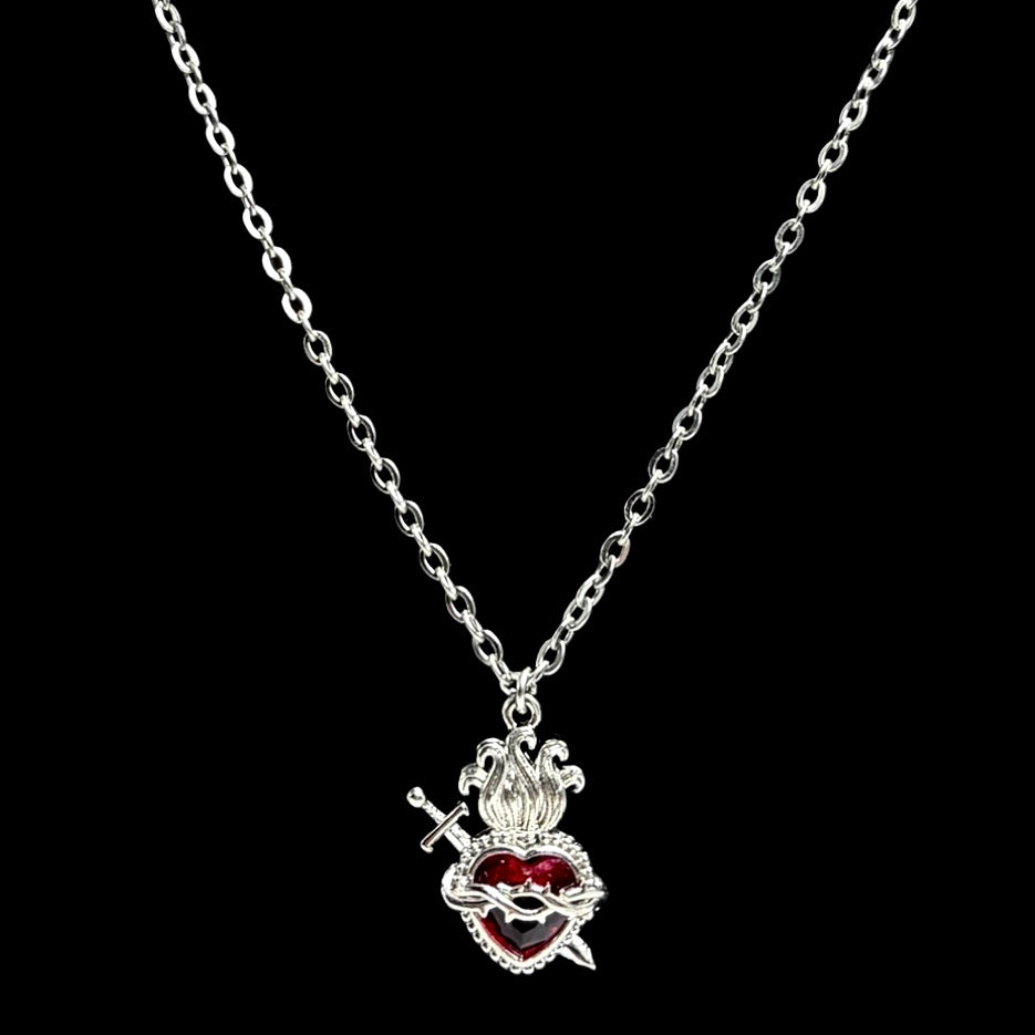 Silver Pierced Heart Necklace