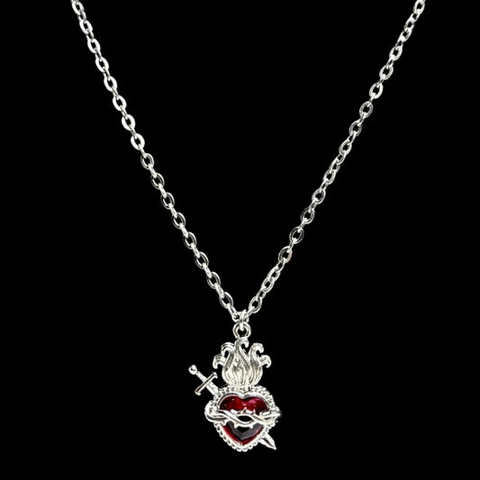 Silver Pierced Heart Necklace