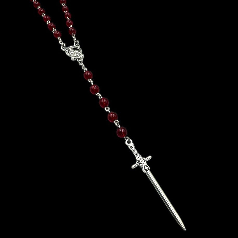 Blood Red Beaded Sword Rosary