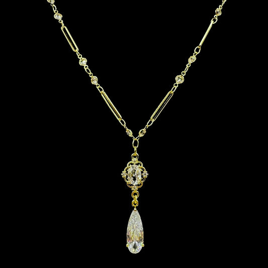 Diamond Droplet Crystal Chain Necklace