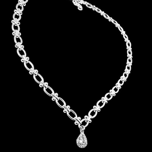 Icy Silver Diamond Droplet Choker