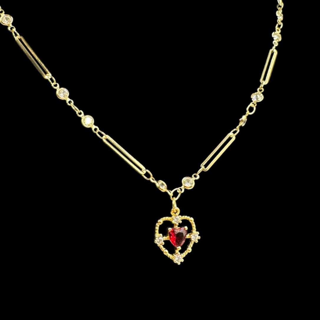 Princess Heart Crystal Chain Necklace