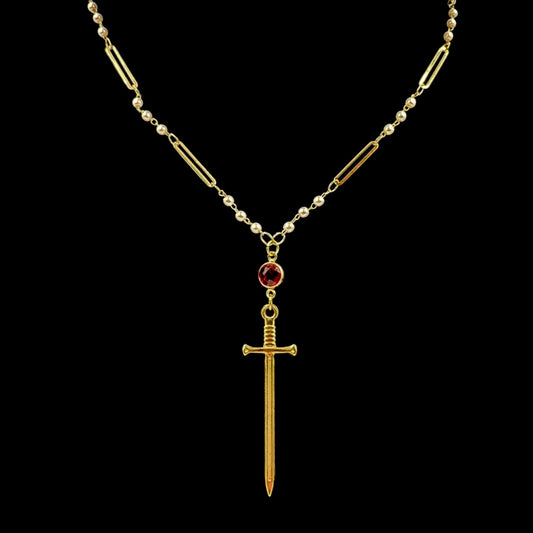 Knights Sword Pearl Link Necklace