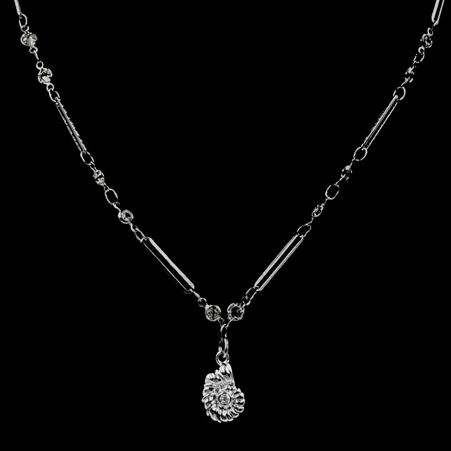 Silver Mini Nautilus Crystal Necklace