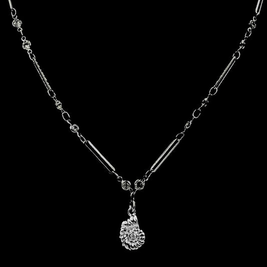Silver Mini Nautilus Crystal Necklace