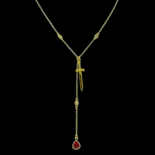 Gold Sword Blood Drop Necklace