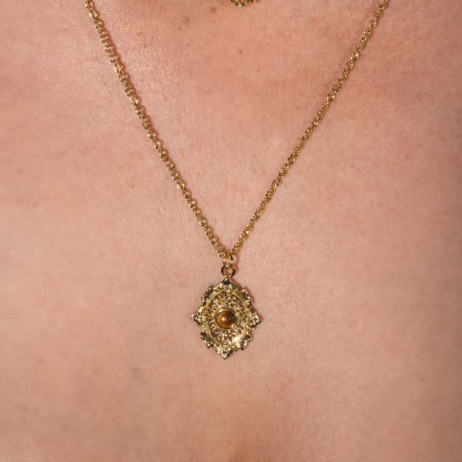 Silver Gillian Tiger Eye Necklace