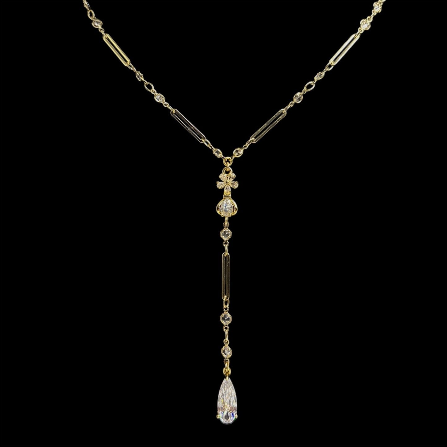 Floral Diamond Link Droplet Rosary