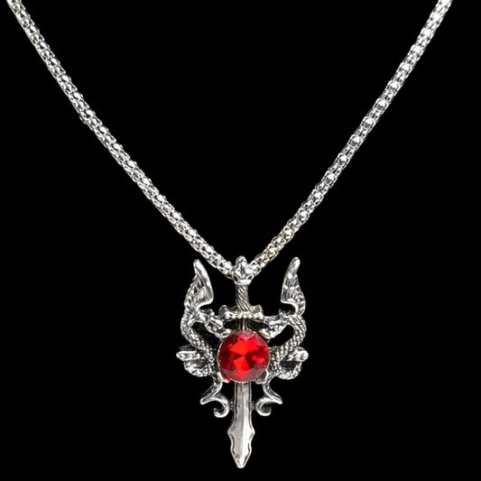 Red Jeweled Dragon Sword Necklace