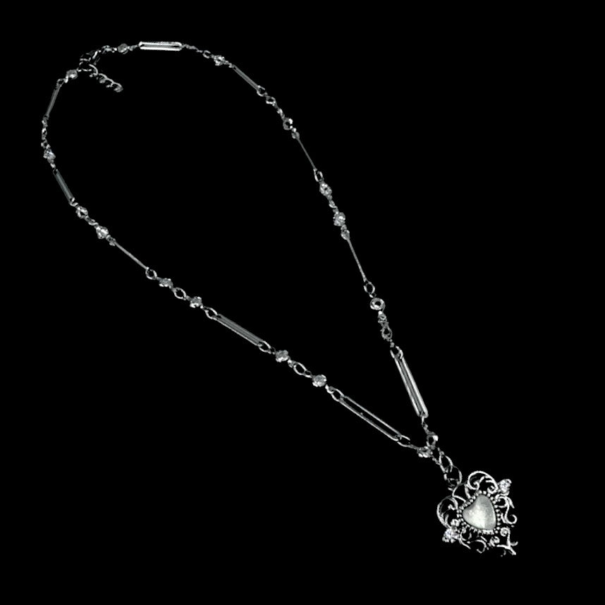 Silver Nymphs Enchanted Heart Crystal Necklace