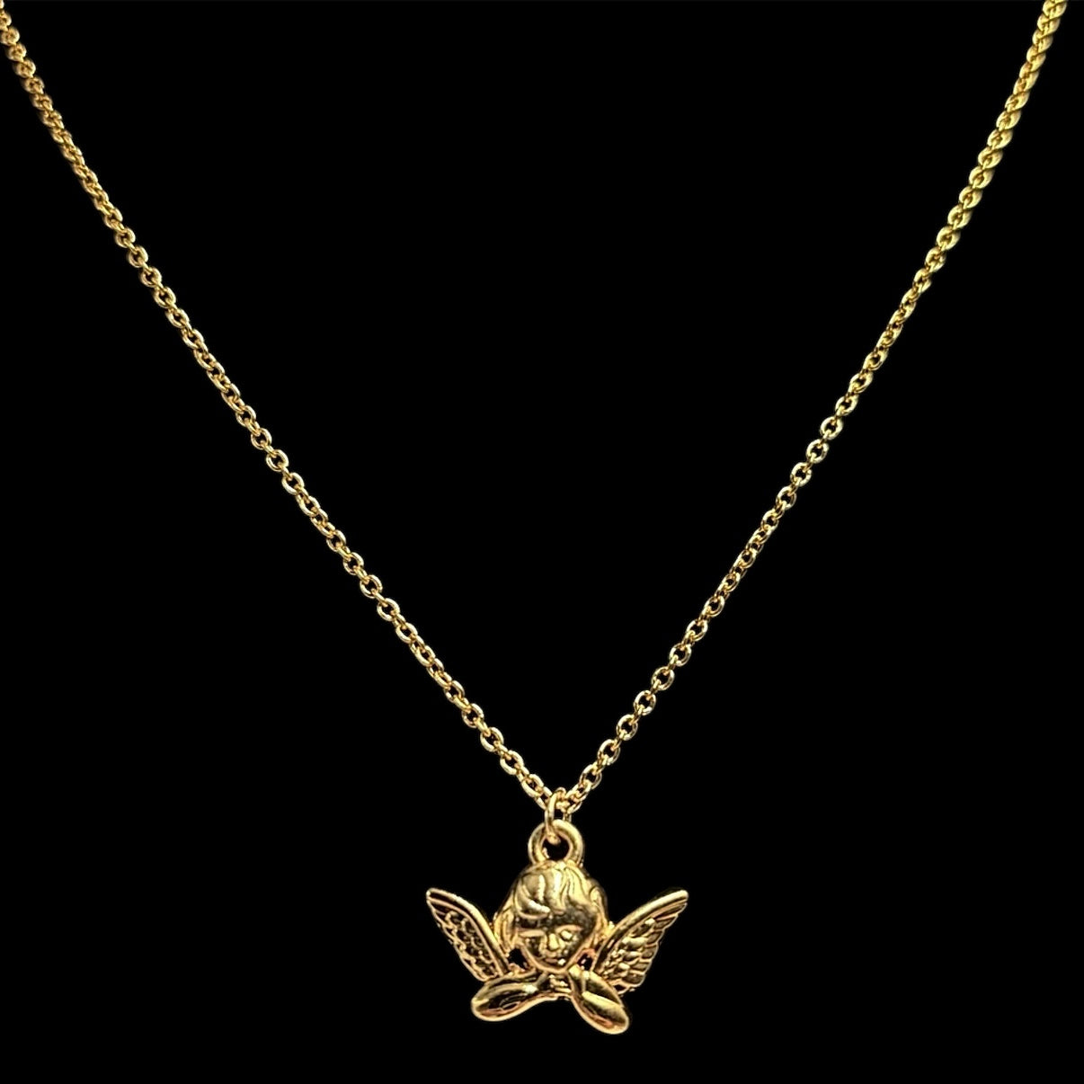 Small Gold Cherub Necklace