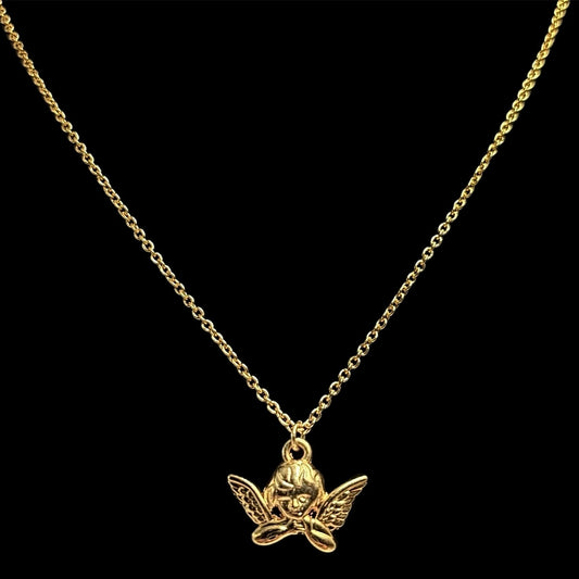 Small Gold Cherub Necklace