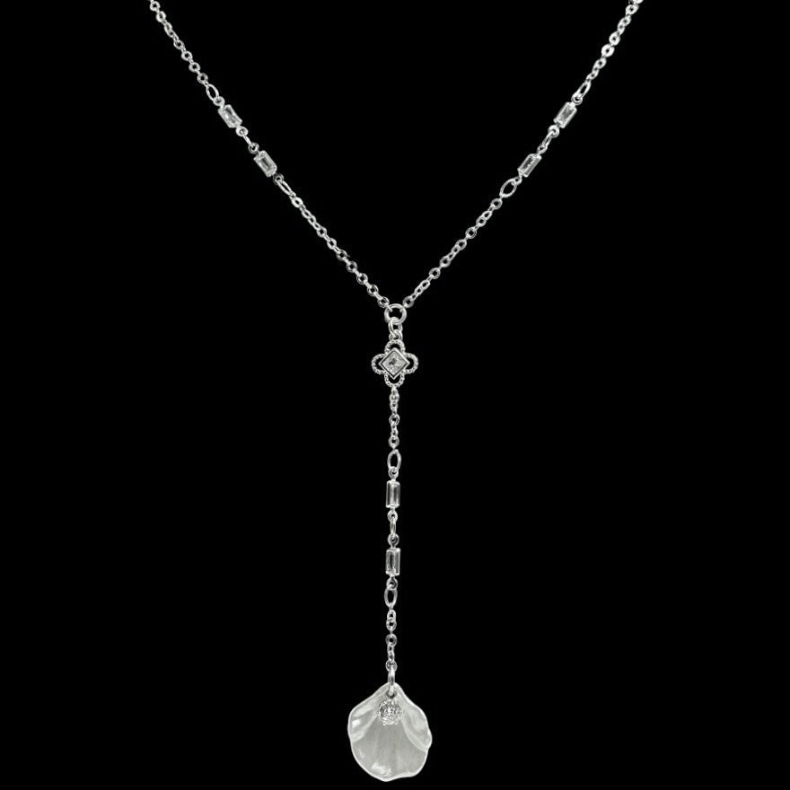 Silver Pearly Petal Lariat