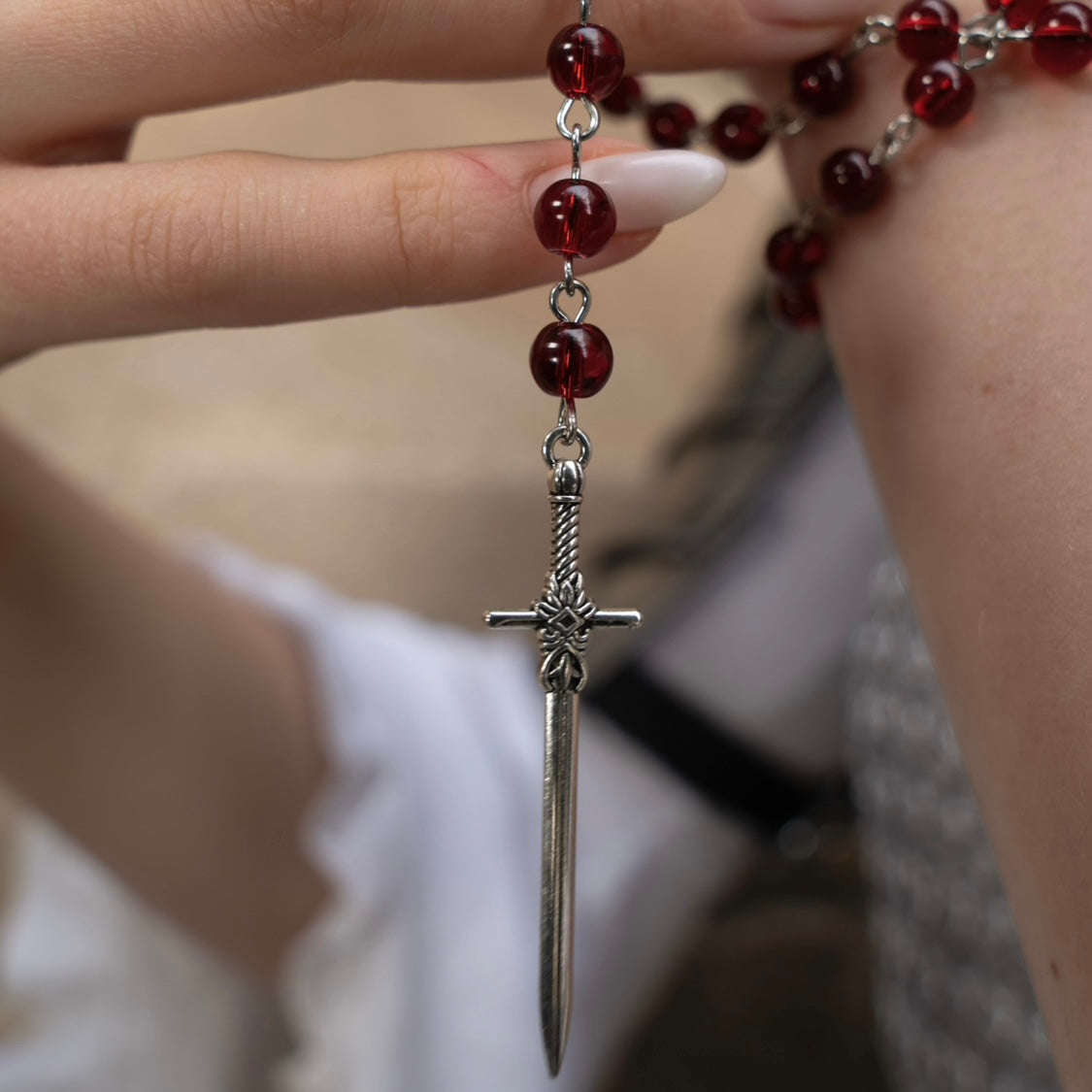 Blood Red Beaded Sword Rosary