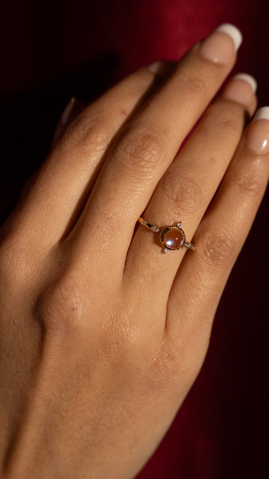 Elaine’s Moonstone Wedding Ring