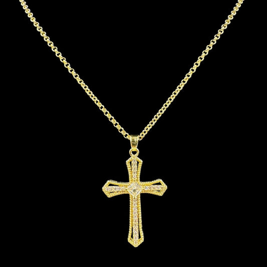 Rhombus Diamond Cross Necklace