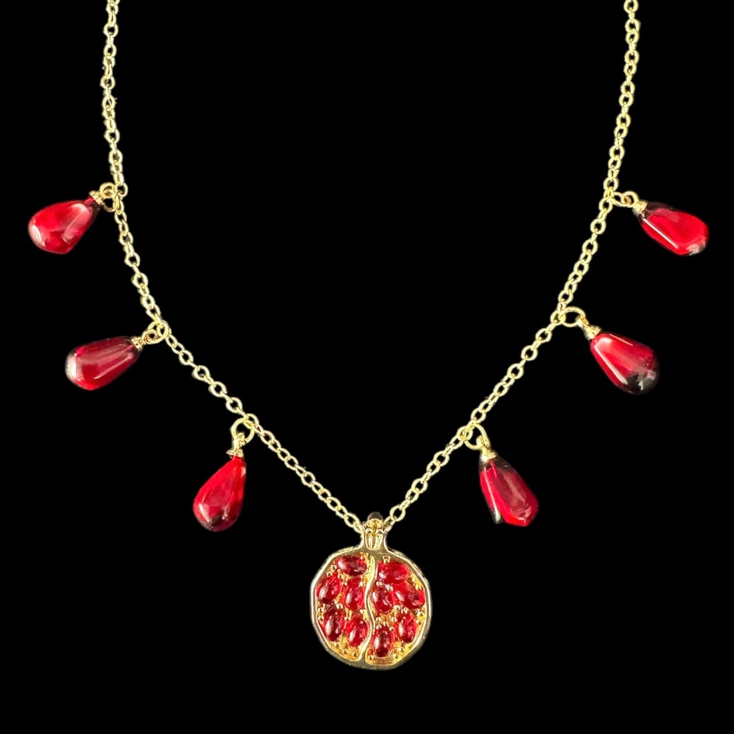 Persephone's Pomegranate & Seeds Charm Necklace