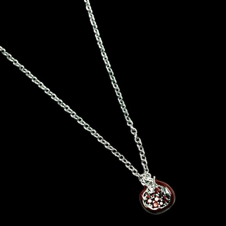 Mini Silver Red Pomegranate Necklace
