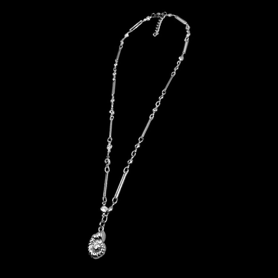 Silver Mini Nautilus Crystal Necklace
