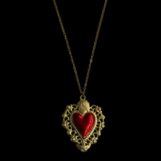 Red Vampiric Sacred Heart Necklace