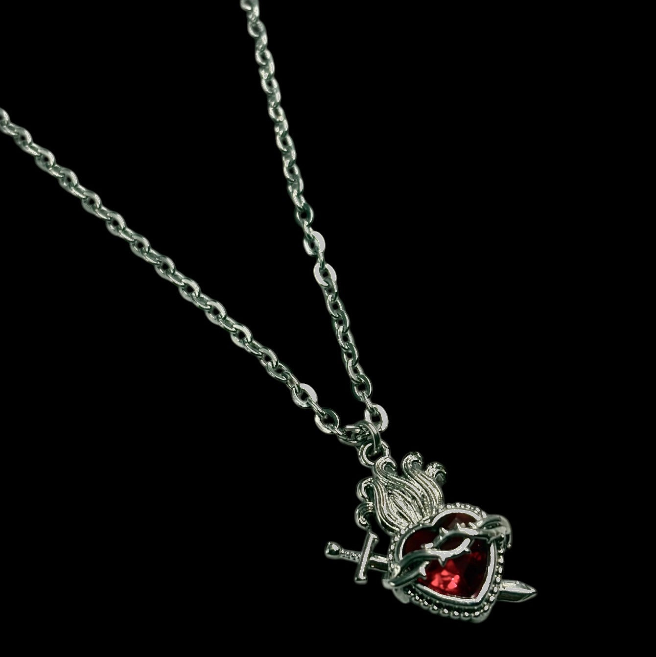Silver Pierced Heart Necklace