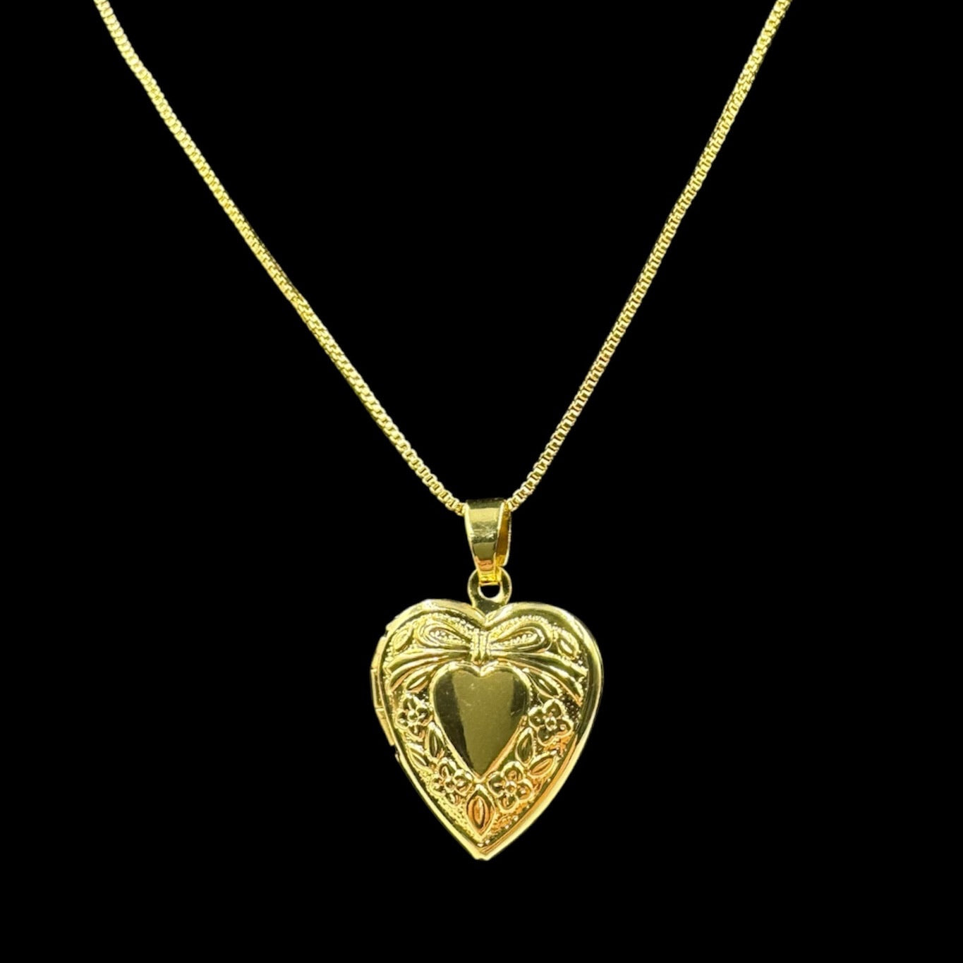 Gold Ribbon Engraved Heart Locket