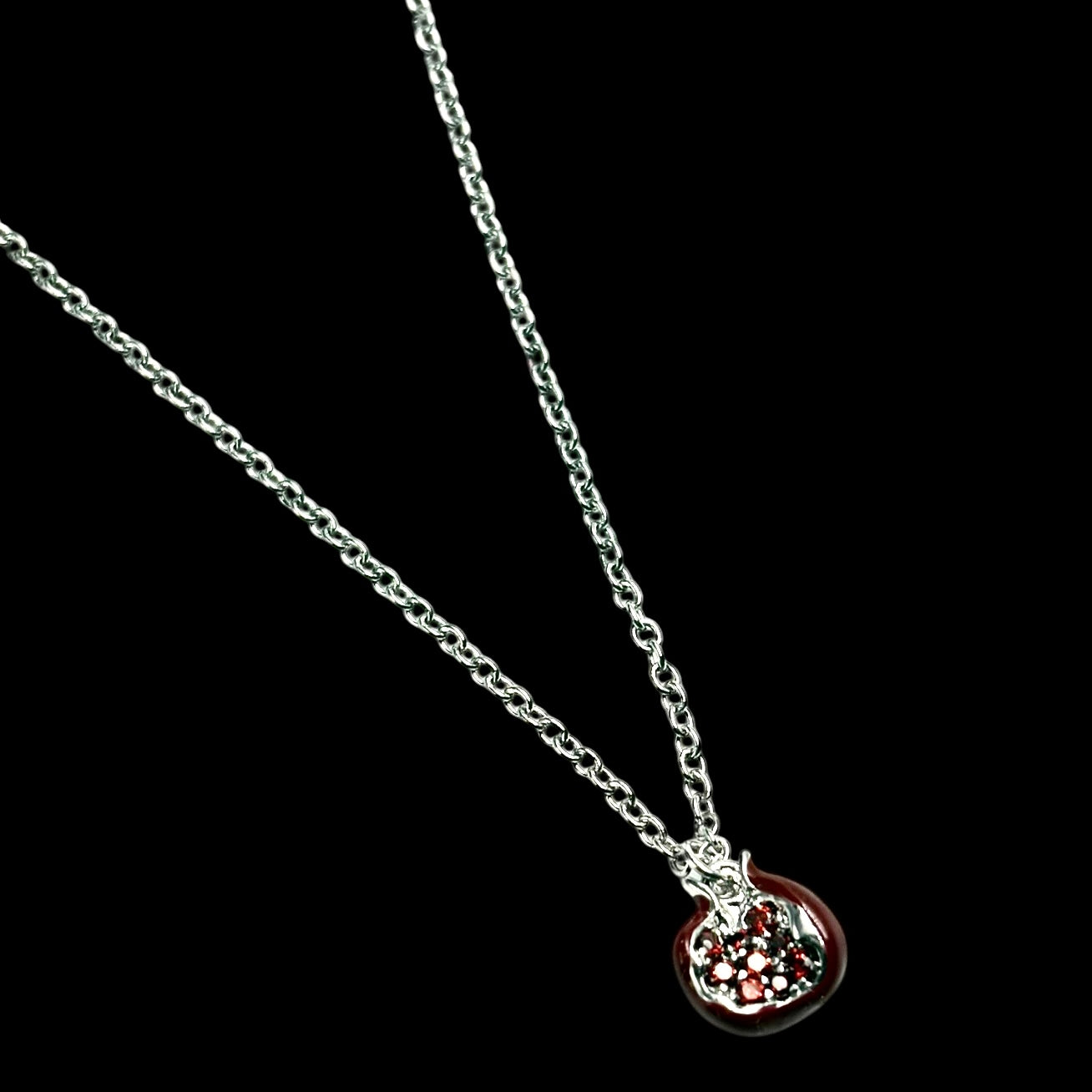 Mini Silver Red Pomegranate Necklace