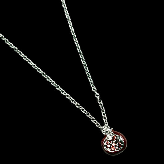 Mini Silver Red Pomegranate Necklace