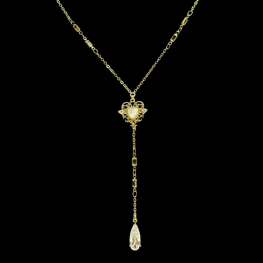 Gold Enchanted Heart Droplet Lariat