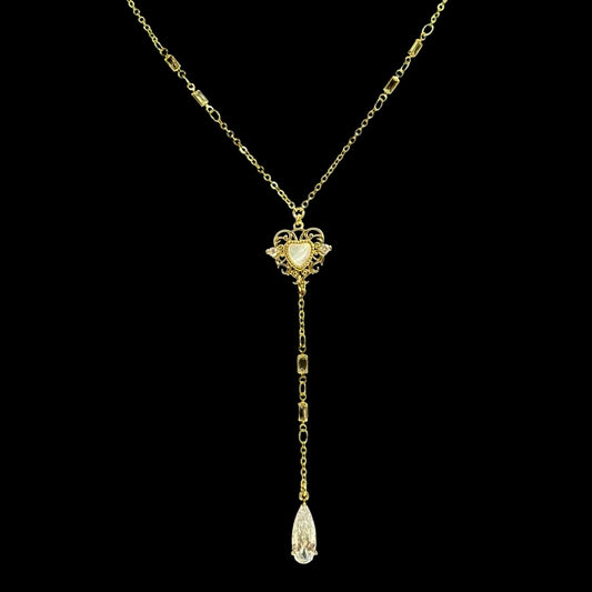 Gold Enchanted Heart Droplet Lariat